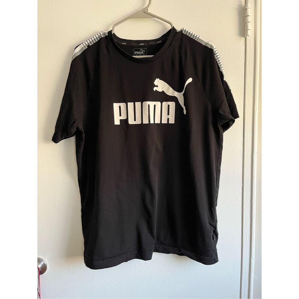 Puma Womens Large Black and White Basic T Shirt